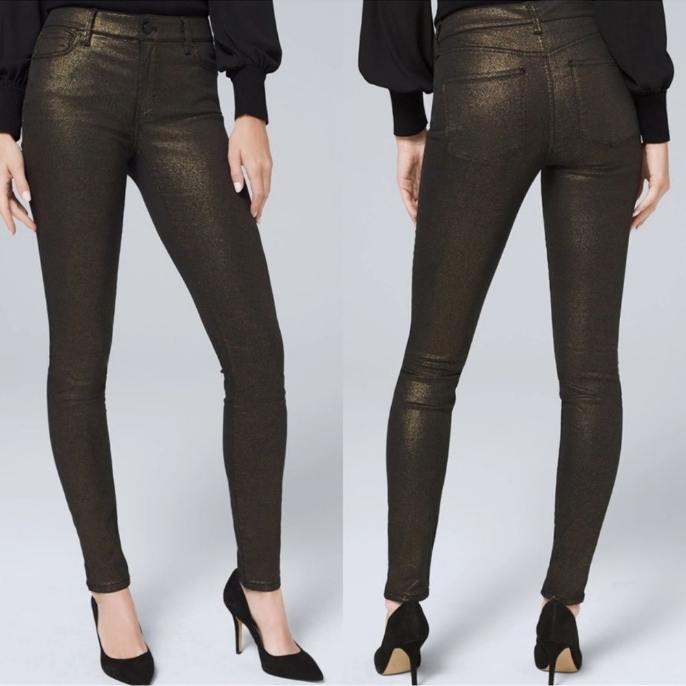 White House Black Market High-Rise Foiled Slim Jeans size 2